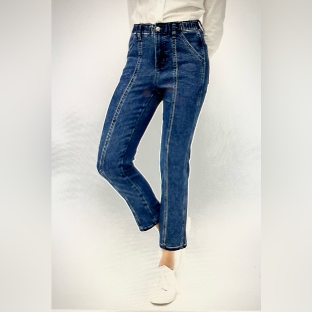 J.Crew 33 Elastic-waist seamed straight jean in signature stretch fabric jeans.